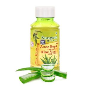 Натуральный сок Алоэ Вера с кусочками алоэ (Aloe Vera Juice) Sangam herbals - 500 мл. (Индия)