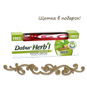 Зубная паста Ним - зубная щетка в ПОДАРОК (Herb'l Neem Toothpaste Dabur) - 150 г.