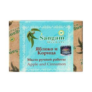 Мыло Яблоко и Корица (Apple and Cinnamon) Sangam Herbals: мыло ручной работы аювердическое - 100 г.