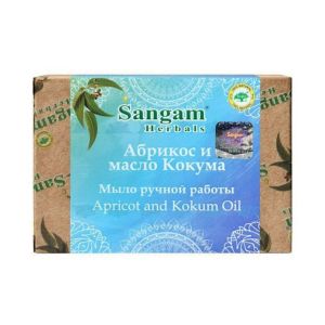 Мыло Абрикос и масло Кокума (Apricot and Kokum Oil) Sangam herbals: мыло ручной работы аювердическое - 100 г.