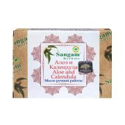Мыло Алоэ и Календула (Aloe and Calendula) Sangam herbals: мыло ручной работы аювердическое - 100 г.